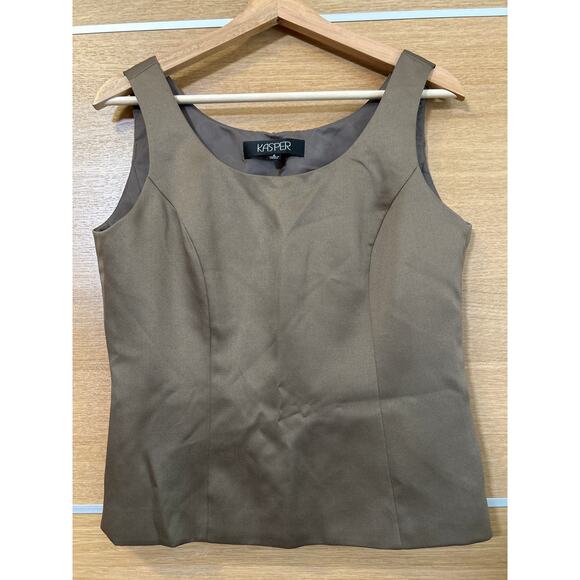 Kasper Sleeveless Lined Suit Top Shell Brown Side Zip tank women's sz 6 - Picture 1 of 5